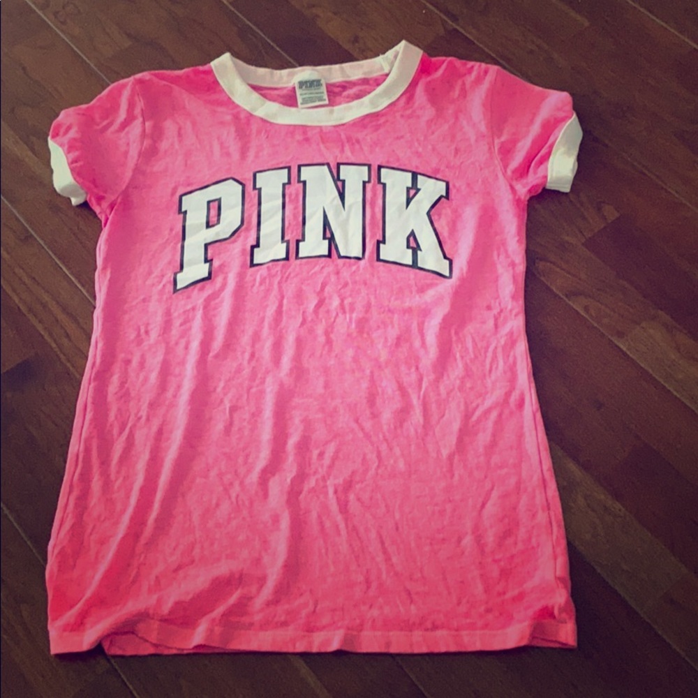 Victoria Secret pink ringer logo tee xs